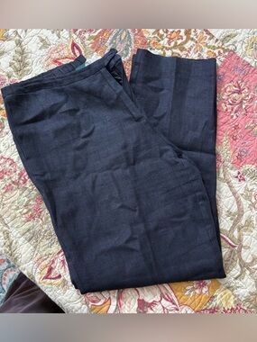 Black Straight-Leg 100%Linen Pants